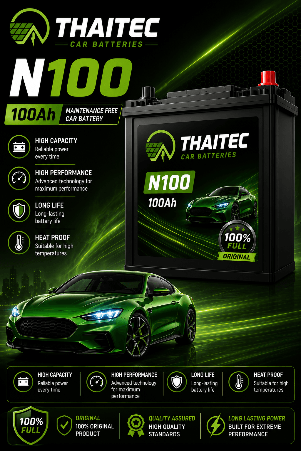 THAITEC Car Battery N100 – 100Ah