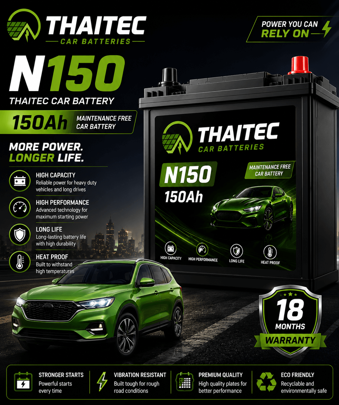 THAITEC Car Battery N150 – 150Ah